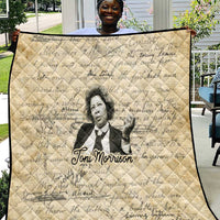 Toni Morrison Quilt Handwritten Manuscript Powerful Portrait with Feather Pen Quote - Wonder Print Shop