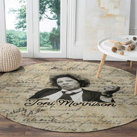 Toni Morrison Round Carpet Handwritten Manuscript Powerful Portrait with Feather Pen Quote - Wonder Print Shop