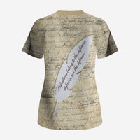 Toni Morrison Scrub Top Handwritten Manuscript Powerful Portrait with Feather Pen Quote - Wonder Print Shop