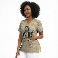 Toni Morrison Scrub Top Handwritten Manuscript Powerful Portrait with Feather Pen Quote - Wonder Print Shop