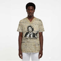 Toni Morrison Scrub Top Handwritten Manuscript Powerful Portrait with Feather Pen Quote - Wonder Print Shop