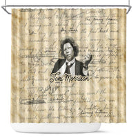 Toni Morrison Shower Curtain Handwritten Manuscript Powerful Portrait with Feather Pen Quote - Wonder Print Shop