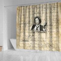 Toni Morrison Shower Curtain Handwritten Manuscript Powerful Portrait with Feather Pen Quote - Wonder Print Shop