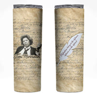 Toni Morrison Skinny Tumbler Handwritten Manuscript Powerful Portrait with Feather Pen Quote - Wonder Print Shop