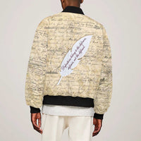 Toni Morrison Sleeve Zip Bomber Jacket Handwritten Manuscript Powerful Portrait with Feather Pen Quote - Wonder Print Shop