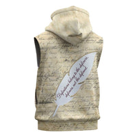 Toni Morrison Sleeveless Hoodie Handwritten Manuscript Powerful Portrait with Feather Pen Quote - Wonder Print Shop