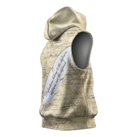 Toni Morrison Sleeveless Hoodie Handwritten Manuscript Powerful Portrait with Feather Pen Quote - Wonder Print Shop