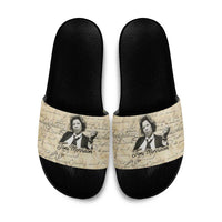 Toni Morrison Slide Sandals Handwritten Manuscript Powerful Portrait with Feather Pen Quote - Wonder Print Shop