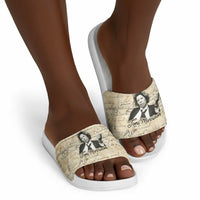 Toni Morrison Slide Sandals Handwritten Manuscript Powerful Portrait with Feather Pen Quote - Wonder Print Shop