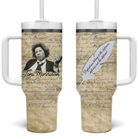 Toni Morrison Tumbler With Handle Handwritten Manuscript Powerful Portrait with Feather Pen Quote - Wonder Print Shop