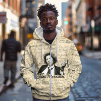 Toni Morrison Zip Hoodie Handwritten Manuscript Powerful Portrait with Feather Pen Quote - Wonder Print Shop