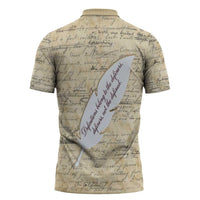 Toni Morrison Zipper Polo Shirt Handwritten Manuscript Powerful Portrait with Feather Pen Quote - Wonder Print Shop