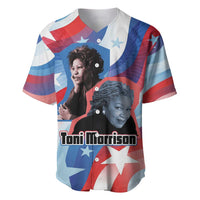 Toni Morrison Baseball Jersey Abstract Wings Design Empowering Quote Dual Portrait Celebration of Literary Freedom - Wonder Print Shop