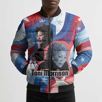 Toni Morrison Bomber Puffer Jacket Abstract Wings Design Empowering Quote Dual Portrait Celebration of Literary Freedom - Wonder Print Shop