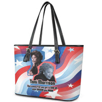 Toni Morrison Leather Tote Bag Abstract Wings Design Empowering Quote Dual Portrait Celebration of Literary Freedom - Wonder Print Shop
