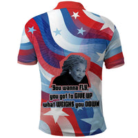 Toni Morrison Polo Shirt Abstract Wings Design Empowering Quote Dual Portrait Celebration of Literary Freedom - Wonder Print Shop