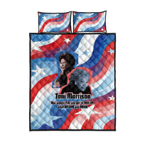 Toni Morrison Quilt Bed Set Abstract Wings Design Empowering Quote Dual Portrait Celebration of Literary Freedom - Wonder Print Shop