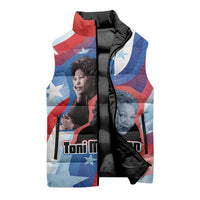Toni Morrison Sleeveless Puffer Jacket Abstract Wings Design Empowering Quote Dual Portrait Celebration of Literary Freedom - Wonder Print Shop