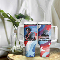 Toni Morrison Tumbler With Handle Abstract Wings Design Empowering Quote Dual Portrait Celebration of Literary Freedom - Wonder Print Shop