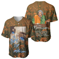 Toni Morrison Baseball Jersey Floral Themed Design Featuring The Bluest Eye Cover Art Thought-Provoking Quote - Wonder Print Shop