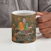 Toni Morrison Ceramic Mug Floral Themed Design Featuring The Bluest Eye Cover Art Thought-Provoking Quote - Wonder Print Shop