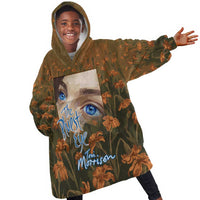 Toni Morrison Kid Wearable Blanket Hoodie Floral Themed Design Featuring The Bluest Eye Cover Art Thought-Provoking Quote - Wonder Print Shop