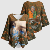 Toni Morrison Kimono Sleeve Blouse Floral Themed Design Featuring The Bluest Eye Cover Art Thought-Provoking Quote - Wonder Print Shop