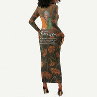 Toni Morrison Long Sleeve Bodycon Dress Floral Themed Design Featuring The Bluest Eye Cover Art Thought-Provoking Quote - Wonder Print Shop