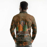 Toni Morrison Long Sleeve Polo Shirt Floral Themed Design Featuring The Bluest Eye Cover Art Thought-Provoking Quote - Wonder Print Shop