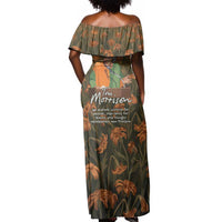 Toni Morrison Off Shoulder Maxi Dress Floral Themed Design Featuring The Bluest Eye Cover Art Thought-Provoking Quote - Wonder Print Shop