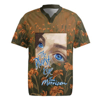 Toni Morrison Rugby Jersey Floral Themed Design Featuring The Bluest Eye Cover Art Thought-Provoking Quote - Wonder Print Shop