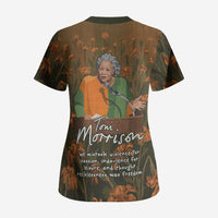 Toni Morrison Scrub Top Floral Themed Design Featuring The Bluest Eye Cover Art Thought-Provoking Quote - Wonder Print Shop