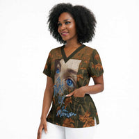 Toni Morrison Scrub Top Floral Themed Design Featuring The Bluest Eye Cover Art Thought-Provoking Quote - Wonder Print Shop