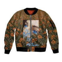 Toni Morrison Sleeve Zip Bomber Jacket Floral Themed Design Featuring The Bluest Eye Cover Art Thought-Provoking Quote - Wonder Print Shop
