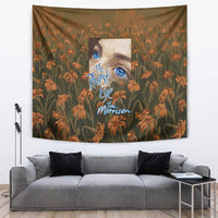 Toni Morrison Tapestry Floral Themed Design Featuring The Bluest Eye Cover Art Thought-Provoking Quote - Wonder Print Shop