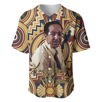Langston Hughes Baseball Jersey Vibrant Jazz Age Pattern - Typewriter and Silhouettes Celebration of Harlem Renaissance - Wonder Print Shop
