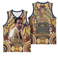 Langston Hughes Basketball Jersey Vibrant Jazz Age Pattern - Typewriter and Silhouettes Celebration of Harlem Renaissance - Wonder Print Shop