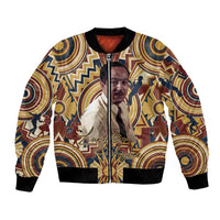 Langston Hughes Bomber Jacket Vibrant Jazz Age Pattern - Typewriter and Silhouettes Celebration of Harlem Renaissance - Wonder Print Shop