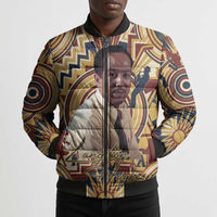 Langston Hughes Bomber Puffer Jacket Vibrant Jazz Age Pattern - Typewriter and Silhouettes Celebration of Harlem Renaissance - Wonder Print Shop