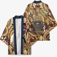 Langston Hughes Kimono Vibrant Jazz Age Pattern - Typewriter and Silhouettes Celebration of Harlem Renaissance - Wonder Print Shop