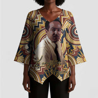 Langston Hughes Kimono Sleeve Blouse Vibrant Jazz Age Pattern - Typewriter and Silhouettes Celebration of Harlem Renaissance - Wonder Print Shop