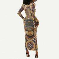 Langston Hughes Long Sleeve Bodycon Dress Vibrant Jazz Age Pattern - Typewriter and Silhouettes Celebration of Harlem Renaissance - Wonder Print Shop