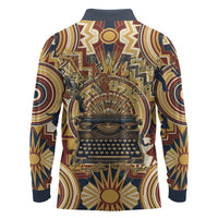 Langston Hughes Long Sleeve Polo Shirt Vibrant Jazz Age Pattern - Typewriter and Silhouettes Celebration of Harlem Renaissance - Wonder Print Shop