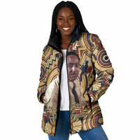Langston Hughes Padded Jacket Vibrant Jazz Age Pattern - Typewriter and Silhouettes Celebration of Harlem Renaissance - Wonder Print Shop