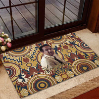 Langston Hughes Rubber Doormat Vibrant Jazz Age Pattern - Typewriter and Silhouettes Celebration of Harlem Renaissance - Wonder Print Shop