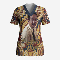 Langston Hughes Scrub Top Vibrant Jazz Age Pattern - Typewriter and Silhouettes Celebration of Harlem Renaissance - Wonder Print Shop