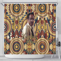 Langston Hughes Shower Curtain Vibrant Jazz Age Pattern - Typewriter and Silhouettes Celebration of Harlem Renaissance - Wonder Print Shop
