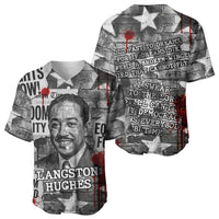 Langston Hughes Baseball Jersey Urban Brick Wall Design with Protest Art and Poetry Powerful Quotes - Wonder Print Shop