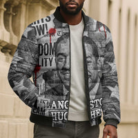 Langston Hughes Bomber Puffer Jacket Urban Brick Wall Design with Protest Art and Poetry Powerful Quotes - Wonder Print Shop
