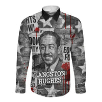 Langston Hughes Long Sleeve Button Shirt Urban Brick Wall Design with Protest Art and Poetry Powerful Quotes - Wonder Print Shop